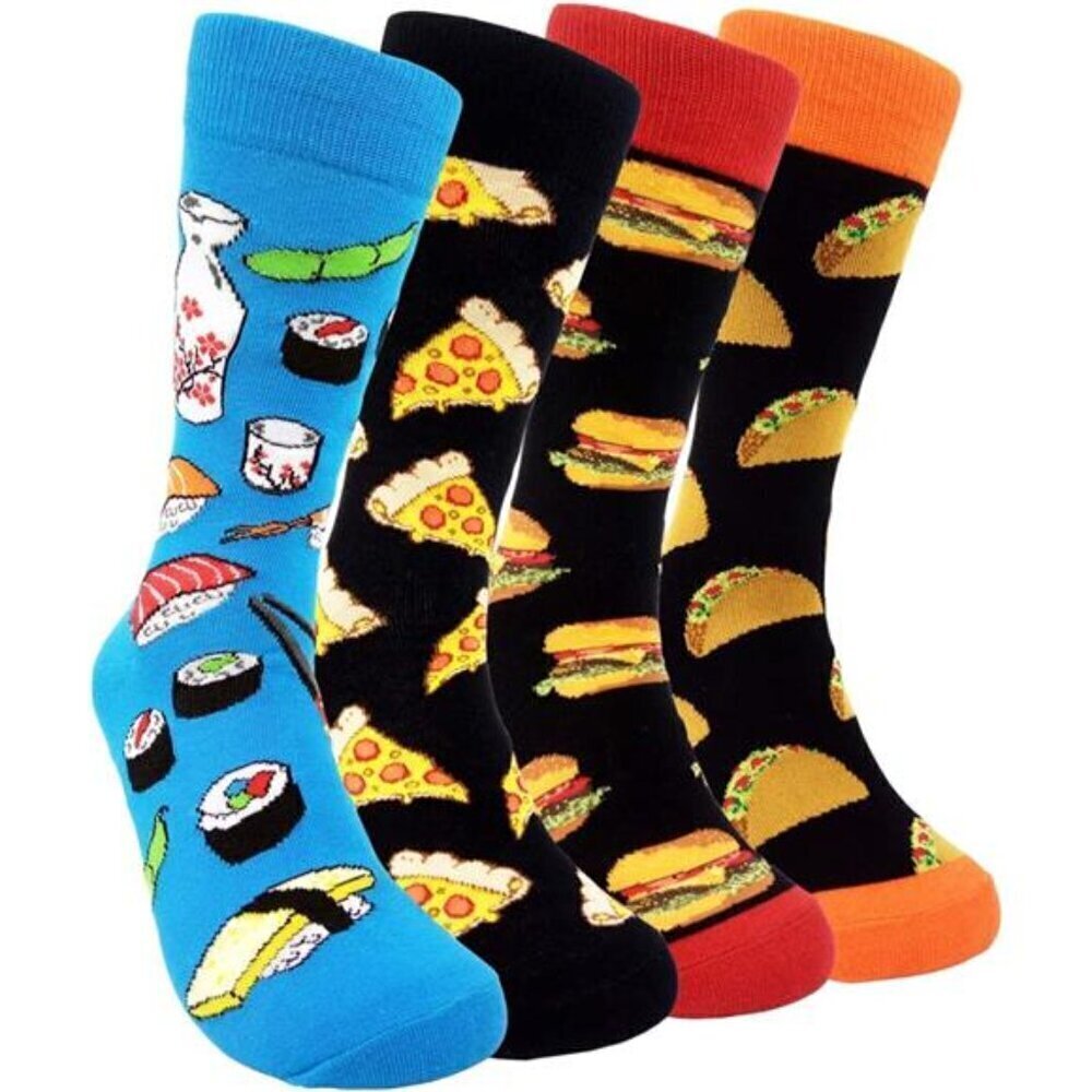 Men's Fun Patterned Food Dress Socks Funny Novelty Crazy Design Cotton Gift NEW